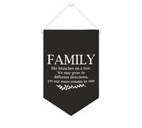 Yelolyio Striscione in tela con scritta "Family Like Branches on A Tree", da appendere alla parete, decorazione per la casa, per soggiorno, camera da letto, ufficio, regali per vacanze, 25,4 x 38,1 cm
