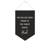 Yelolyio Striscione in tela con scritta "For The Ear Tests Words As The Tongue Tastes", 25,4 x 38,1 cm, motivazionale, da appendere alla parete, decorazione da parete per camera da letto, cameretta