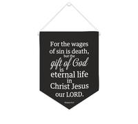 Yelolyio Striscione in tela con scritta "For the Wages of Sin Is Death", 25,4 x 30,5 cm, motivazionale, da appendere alla parete, decorazione da parete per camera da letto, cameretta dei bambini