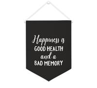Yelolyio Striscione in tela con scritta "Happiness Is Good Health And A Bad Memory", 30,5 x 40,6 cm, motivazionale, da appendere alla parete, decorazione da parete per camera da letto, cameretta dei