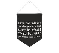 Yelolyio Striscione in tela con scritta "Have Confidence in Who You Are Inspirational Wall Hanging Banner Wall Home Decorative Artwork for Living Room Office Holiday Gifts 25,4 x 30,5 cm
