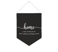 Yelolyio Striscione in tela con scritta "Home A Story of Who We Are And A Collection of Things We Love", 25,4 x 30,5 cm, motivazionale, da appendere alla parete, decorazione decorativa per camera da