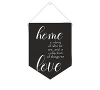 Yelolyio Striscione in tela con scritta "Home A Story of Who We Are And A Collection of Things We Love", 25,4 x 30,5 cm, motivazionale, da appendere alla parete, decorazione decorativa per camera da