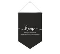 Yelolyio Striscione in tela con scritta "Home A Story of Who We Are And A Collection of Things We Love", 25,4 x 38,1 cm, motivazionale, da appendere alla parete, decorazione decorativa per camera da