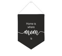 Yelolyio Striscione in tela con scritta "Home is Where Mom is", 25,4 x 30,5 cm, motivazionale, da appendere alla parete, decorazione da parete per camera da letto, cameretta dei bambini, decorazione
