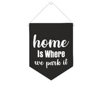 Yelolyio Striscione in tela con scritta "Home Is Where We Park It", 25,4 x 30,5 cm, motivazionale, da appendere alla parete, decorazione da parete per camera da letto, cameretta dei bambini