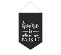 Yelolyio Striscione in tela con scritta "Home Is Where We Park It", 25,4 x 38,1 cm, motivazionale, da appendere alla parete, decorazione decorativa per camera da letto, cameretta dei bambini