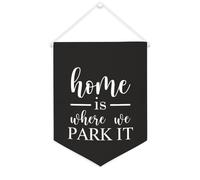 Yelolyio Striscione in tela con scritta "Home Is Where We Park It", 30,5 x 40,6 cm, motivazionale, da appendere alla parete, decorazione da parete per camera da letto, cameretta dei bambini