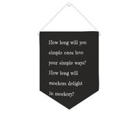 Yelolyio Striscione in tela con scritta "How Long Will You Simple Ones Love Your Simple Ways", 25,4 x 30,5 cm, motivazionale, da appendere alla parete, decorazione da parete per camera da letto, asilo