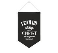 Yelolyio Striscione in tela con scritta "I can do all things through Christ", 25,4 x 38,1 cm, bandiera motivazionale da appendere alla parete, decorazione da parete per camera da letto, cameretta dei