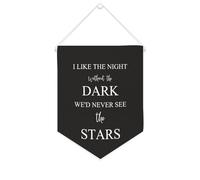 Yelolyio Striscione in tela con scritta "I Like The Night Without The Dark We'd Never See The Stars", 25,4 x 30,5 cm, motivazionale, da appendere alla parete, decorazione da parete per camera da letto