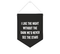 Yelolyio Striscione in tela con scritta "I Like The Night Without The Dark We'd Never See The Stars", 25,4 x 30,5 cm, motivazionale, da appendere alla parete, decorazione da parete per camera da letto