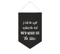 Yelolyio Striscione in tela con scritta "I Like The Night Without The Dark We'd Never See The Stars", 25,4 x 38,1 cm, bandiera motivazionale da appendere alla parete, decorazione da parete per camera