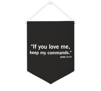 Yelolyio Striscione in tela con scritta "If You Love Me,keep My Commands.John 14: 15", da appendere alla parete, decorazione per la casa, per soggiorno, camera da letto, ufficio, vacanze, 30,5 x 40,6