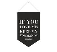 Yelolyio Striscione in tela con scritta "If You Love Me,keep My Commands.John 14: 15", da appendere alla parete, decorazione per la casa, per soggiorno, camera da letto, ufficio, regali per vacanze