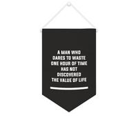 Yelolyio Striscione in tela con scritta in inglese "A Man Who Dares to Waste One Hour of Time", da appendere alla parete, decorazione per la casa, per soggiorno, camera da letto, ufficio, regali per