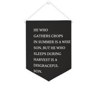 Yelolyio Striscione in tela con scritta in inglese "He Who Gathers Crops in Summer Is A Wise Son", da appendere alla parete, decorazione per la casa, per soggiorno, camera da letto, ufficio, vacanze