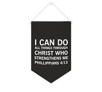 Yelolyio Striscione in tela con scritta in inglese "I can do all things through Christopher who strengthens", 25,4 x 38,1 cm, da appendere alla parete, decorazione decorativa per camera da letto