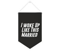 Yelolyio Striscione in tela con scritta in inglese "I Woke Up Like This Married", da appendere alla parete, decorazione per la casa, per soggiorno, camera da letto, ufficio, regali per le vacanze