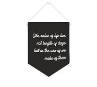 Yelolyio Striscione in tela con scritta in inglese "The Value of Life Lies Not Length of Days", 25,4 x 30,5 cm, motivazionale da appendere alla parete, decorazione da parete per camera da letto