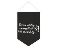 Yelolyio Striscione in tela con scritta in inglese "There Is Nothing Impossible to Him Who Will Try - Striscione motivazionale da appendere alla parete, striscione decorativo per la casa, soggiorno