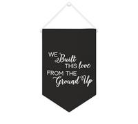 Yelolyio Striscione in tela con scritta in inglese "We Built This Love From The Ground Up", da appendere alla parete, decorazione per la casa, per soggiorno, camera da letto, ufficio, regali per le