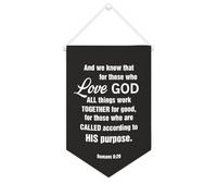 Yelolyio Striscione in tela con scritta in lingua inglese "And We Know That for Those Who Love God All Things Work Together", 25,4 x 38,1 cm, motivazionale da appendere alla parete, decorazione da