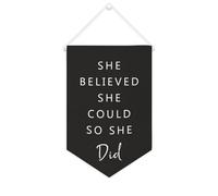 Yelolyio Striscione in tela con scritta in lingua inglese "She Believed,She Could, So She Did", 25,4 x 38,1 cm, motivazionale da appendere alla parete, decorazione per camera da letto, cameretta dei