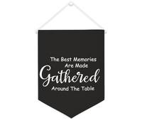 Yelolyio Striscione in tela con scritta in lingua inglese "The Best Memories Are Made Gathered Around The Table", 30,5 x 40,6 cm, motivazionale da appendere alla parete, decorazione da parete per