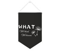 Yelolyio Striscione in tela con scritta in lingua inglese "What We Think, We Become", da appendere alla parete, decorazione per la casa, per soggiorno, camera da letto, ufficio, regali per le vacanze