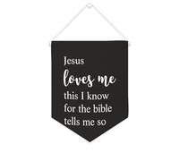 Yelolyio Striscione in tela con scritta "Jesus Loves Me This I Know For The Bible Tells Me So ", 25,4 x 30,5 cm, motivazionale da appendere alla parete, decorazione da parete per camera da letto