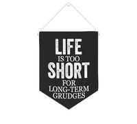 Yelolyio Striscione in tela con scritta "Life Is Too Short for Long-term Grudges", da appendere alla parete, decorazione per la casa, per soggiorno, camera da letto, ufficio, regali per le vacanze