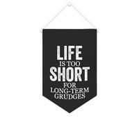 Yelolyio Striscione in tela con scritta "Life Is Too Short for Long-term Grudges", da appendere alla parete, decorazione per la casa, per soggiorno, camera da letto, ufficio, regali per le vacanze