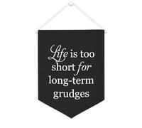 Yelolyio Striscione in tela con scritta "Life Is Too Short for Long-term Grudges", da appendere alla parete, decorazione per la casa, per soggiorno, camera da letto, ufficio, regali per vacanze, 30,5