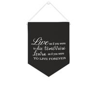 Yelolyio Striscione in tela con scritta "Live As If You Were to Die Tomorrow", 25,4 x 30,5 cm, motivazionale da appendere alla parete, decorazione da parete per camera da letto, cameretta dei bambini