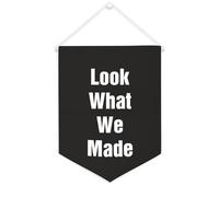 Yelolyio Striscione in tela con scritta "Look What We Made", da appendere alla parete, per soggiorno, camera da letto, ufficio, vacanze, 30,5 x 40,6 cm