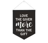 Yelolyio Striscione in tela con scritta "Love The Giver More Than The Gift", 30,5 x 40,6 cm, motivazionale, da appendere alla parete, decorazione da parete per camera da letto, cameretta dei bambini