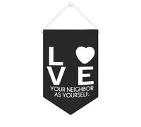 Yelolyio Striscione in tela con scritta "Love Your Neighbor As Yourself", 25,4 x 38,1 cm, motivazionale, da appendere alla parete, decorazione per camera da letto, cameretta dei bambini, decorazione