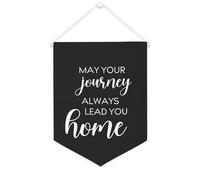 Yelolyio Striscione in tela con scritta "May Your Journey Always Lead You Home", 30,5 x 40,6 cm, motivazionale, da appendere alla parete, decorazione da parete per camera da letto, cameretta dei