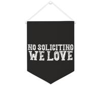 Yelolyio Striscione in tela con scritta "No Soliciting We Love", 30,5 x 40,6 cm, motivazionale, da appendere alla parete, decorazione per camera da letto, cameretta dei bambini, decorazione per la