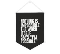 Yelolyio Striscione in tela con scritta "Nothing Is Impossible The Word Itself Says I'm Possible", 30,5 x 40,6 cm, motivazionale, da appendere alla parete, decorazione da parete per camera da letto