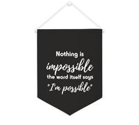 Yelolyio Striscione in tela con scritta "Nothing Is Impossible The Word Itself Says I'm Possible", 30,5 x 40,6 cm, motivazionale, da appendere alla parete, decorazione da parete per camera da letto