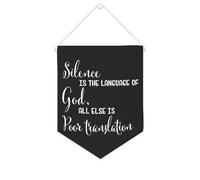 Yelolyio Striscione in tela con scritta "Silence is the Language of God, All Else Is Poor Translation", 25,4 x 30,5 cm, motivazionale, da appendere alla parete, decorazione da parete per camera da