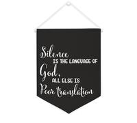 Yelolyio Striscione in tela con scritta "Silence is the Language of God, All Else Is Poor Translation", 30,5 x 40,6 cm, motivazionale, da appendere alla parete, decorazione per camera da letto