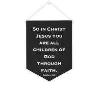 Yelolyio Striscione in tela con scritta "So in Christ Jesus You Are All Children of God through Faith", 30,5 x 40,6 cm, motivazionale, da appendere alla parete, decorazione da parete per camera da