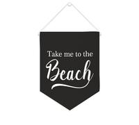 Yelolyio Striscione in tela con scritta "Take Me to The Beach", da appendere alla parete, decorazione per la casa, per soggiorno, camera da letto, ufficio, regali per vacanze, 25,4 x 30,5 cm
