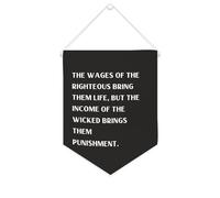Yelolyio Striscione in tela con scritta "The Wages of The Righteous Bring Them Life", 25,4 x 30,5 cm, motivazionale da appendere alla parete, decorazione da parete per camera da letto, cameretta dei