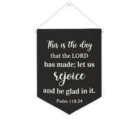 Yelolyio Striscione in tela con scritta "This Is The Day That The Lord Has Made", 30,5 x 40,6 cm, motivazionale, da appendere alla parete, decorazione da parete per camera da letto, cameretta dei