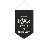 Yelolyio Striscione in tela con scritta "Today's Menu,Eat It Or Go Hungry", 25,4 x 38,1 cm, motivazionale, da appendere alla parete, decorazione da parete per camera da letto, cameretta dei bambini