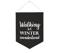 Yelolyio Striscione in tela con scritta "Walking In A Winter Wonderland", 30,5 x 40,6 cm, motivazionale, da appendere alla parete, decorazione da parete per camera da letto, cameretta dei bambini